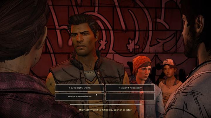 Chapter begins with an argument between David and the rest of the party - The Walking Dead: A New Frontier: Chapter 2 - Promises and Lies - The Walking Dead: A New Frontier: Episode 5 From the Gallows - The Walking Dead: The Telltale Series - A New Frontier Game Guide