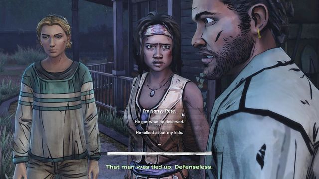 Lets now focus on the decisions that you were able to make in the previous episodes, namely the second episodes Pete and Randal decisions - Chapter 1 | Episode 3: What We Deserve - Episode 3: What We Deserve - The Walking Dead: Michonne Game Guide