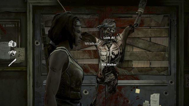 After getting to the door, use the Machete on the tied zombie to get inside - Chapter 4 | Episode 1: In Too Deep - Episode 1: In Too Deep - The Walking Dead: Michonne Game Guide