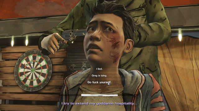 Another choice happens whilst on the interrogation of Greg - Important Choices | Episode 1: In Too Deep - Episode 1: In Too Deep - The Walking Dead: Michonne Game Guide