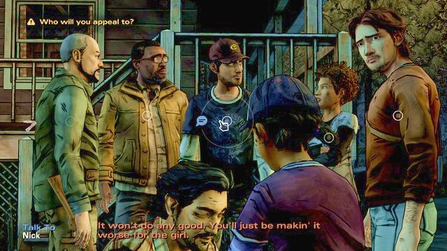 The newly-acquainted group - The Walking Dead Season Two: Chapter 7 - New Faces - The Walking Dead Season Two: Episode 1 All That Remains - The Walking Dead: Season Two Game Guide
