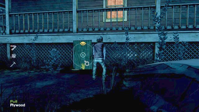 The hole under the porch that you can use - The Walking Dead Season Two: Chapter 8 - Getting Supplies - The Walking Dead Season Two: Episode 1 All That Remains - The Walking Dead: Season Two Game Guide