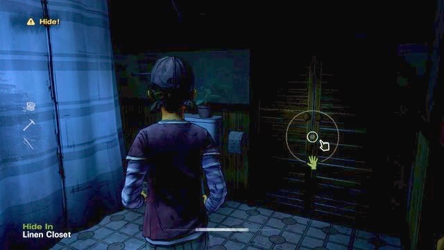 Hide in the closet - The Walking Dead Season Two: Chapter 8 - Getting Supplies - The Walking Dead Season Two: Episode 1 All That Remains - The Walking Dead: Season Two Game Guide