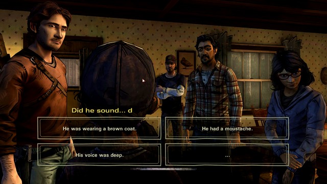 Giving the description of the stranger - The Walking Dead Season Two: Chapter 3 - Departure - The Walking Dead Season Two: Episode 2 A House Divided - The Walking Dead: Season Two Game Guide