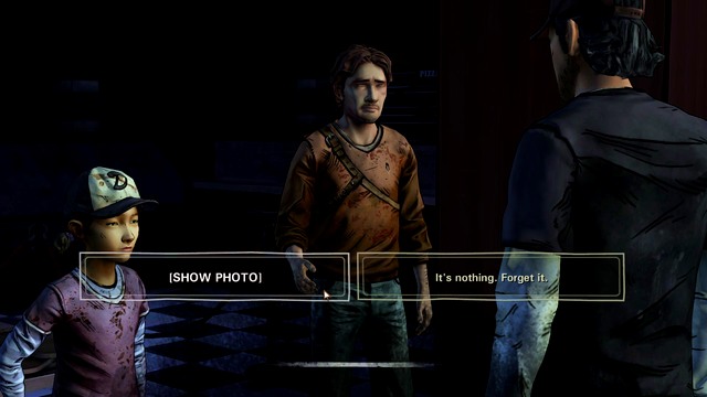 Will we show the photo to Nick? - The Walking Dead Season Two: Chapter 10 - Helping a Stranger - The Walking Dead Season Two: Episode 2 A House Divided - The Walking Dead: Season Two Game Guide