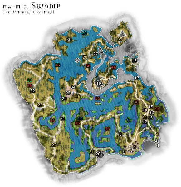 Swamp is a dangerous location at all times - Map M10 - Swamp | Walkthrough - Maps | Chapter II - The Witcher Game Guide & Walkthrough