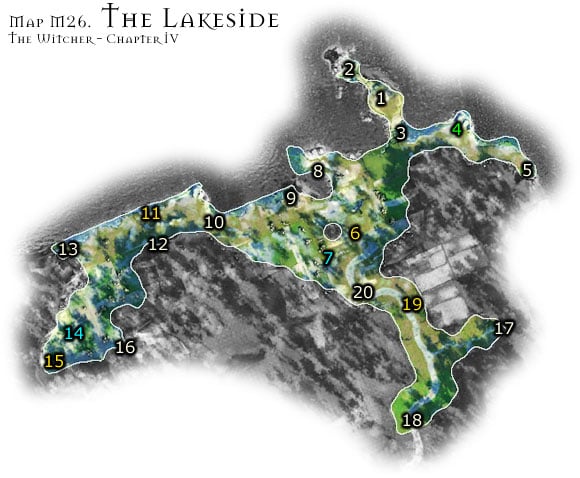 The lakeside is a dangerous location at all times - Map M26 - The Lakeside | Walkthrough - Maps | Chapter IV - The Witcher Game Guide & Walkthrough