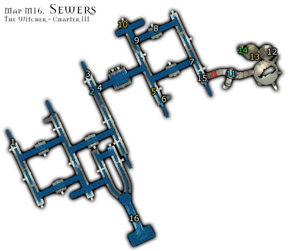 1 - Map M16 - Sewers | Walkthrough - Maps | Chapter III - The Witcher Game Guide & Walkthrough