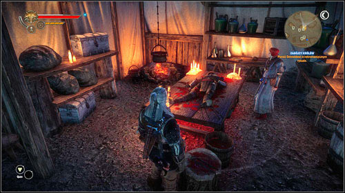 Go to the hospital tent, where Dethmold is with the corpse of one of the assassins (M25, 23) - The Assassins of Kings | Roche Act 2 main mission - Main missions - The Witcher 2 Assassins of Kings Guide