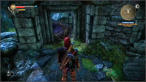 After eliminating them, climb up beside the ruins and take the magical crystal out of the harpy nest - Hunting Magic - Main missions - The Witcher 2 Assassins of Kings Guide