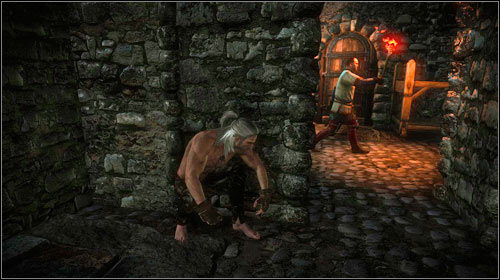 Right to the left of the door you will find stairs leading up - The Dungeons of the La Valettes (step 5) - Main missions - The Witcher 2 Assassins of Kings Guide