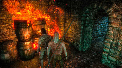 Once the path is clear, return to Aryan and pick him up from the ground - The Dungeons of the La Valettes (step 5) - Main missions - The Witcher 2 Assassins of Kings Guide