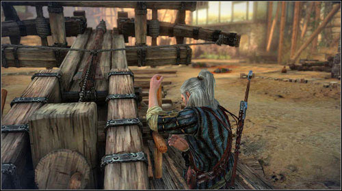 After dealing with everyone, approach the ballista and use the left mouse button to load a missile - be fast about it, or else you will be attacked - Barricade - Main missions - The Witcher 2 Assassins of Kings Guide