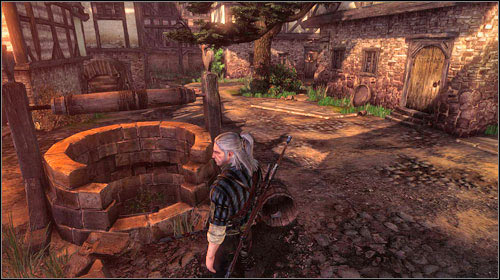 A bit further you will see a well guarded by three soldiers - To the Temple - Main missions - The Witcher 2 Assassins of Kings Guide