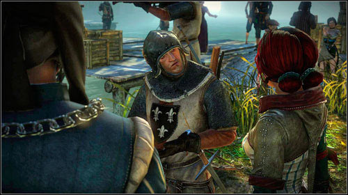After reaching the safe spot, you will be greeted by one of the guards - A Rough Landing - Main missions - The Witcher 2 Assassins of Kings Guide