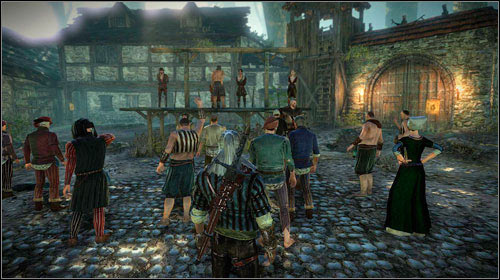 Once you reach the city, you will be accosted by the guard - By the Gods - Stringing Up Sods - Main missions - The Witcher 2 Assassins of Kings Guide