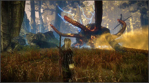 The monster will get mad, start throwing tentacles in all sides and spit toxins - The Kayran (step 5) - Main missions - The Witcher 2 Assassins of Kings Guide