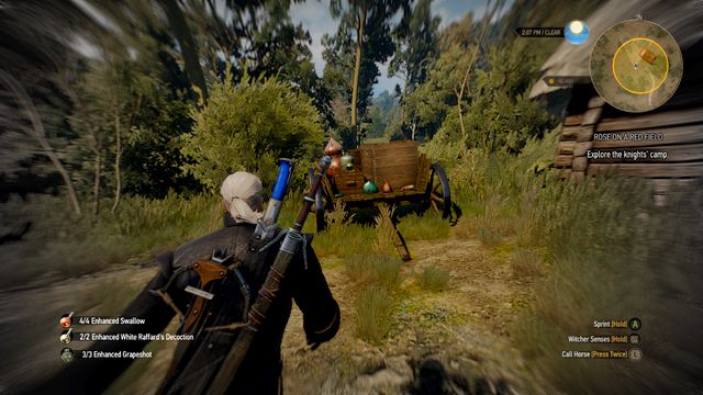 Your target is a note that can be found on the wagon left from the building - The Witcher 3: Rose on a Red Field - The Witcher 3: Side quests - The Witcher 3 Wild Hunt Guide