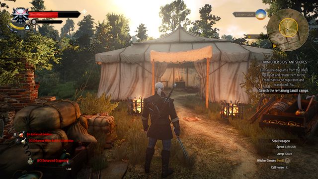 The tent with a chest containing the diagram - The Witcher 3: From Ofiers Distant Shores - The Witcher 3: Treasure hunts - The Witcher 3 Wild Hunt Guide