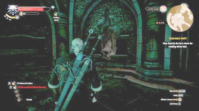 You can use Aard to damage the wall and find hidden valuables inside - The Witcher 3: Dead Mans Party - The Witcher 3: Main quests - The Witcher 3 Wild Hunt Guide
