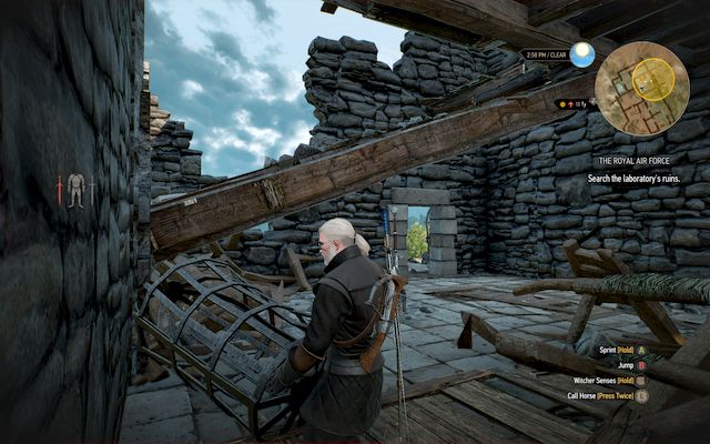 Climb up the collapsed elements of the construction - The Witcher 3: The Royal Air Force - The Witcher 3: Treasure hunts - The Witcher 3 Wild Hunt Guide