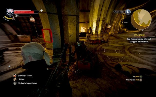 The pressure plate on the wall that opens the secret passage - The Witcher 3: Open Sesame! - part II - The Witcher 3: Main quests - The Witcher 3 Wild Hunt Guide