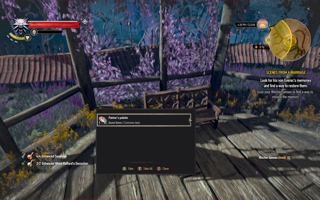 The palette which you must give to Iris in order to activate the scene - The Witcher 3: Scenes From a Marriage - The Witcher 3: Main quests - The Witcher 3 Wild Hunt Guide