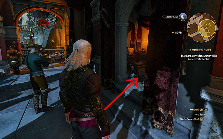 The alcove that you are searching for is in the northern part of the estate (the entrance has been shown in the screenshot - The Man From Cintra - Main quests - The Witcher 3: Blood and Wine Game Guide