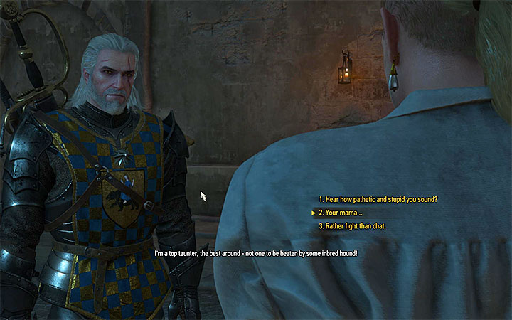 Geralt can beat Mancomb in a words competition - Smaller quests - Side quests - The Witcher 3: Blood and Wine Game Guide