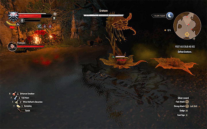 You can destroy the archespores or focus only on weakening the Grottore - Feet As Cold As Ice - grottore contract - Witcher contracts and Treasure hunts quests - The Witcher 3: Blood and Wine Game Guide