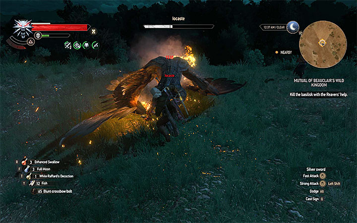 You can burn the basilisk before attacking it with the sword - Mutual of Beauclairs Wild Kingdom - silver basilisk contract - Witcher contracts and Treasure hunts quests - The Witcher 3: Blood and Wine Game Guide