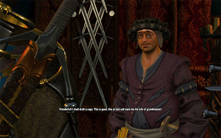 You must deliver one full set of diagrams to Zdravko (from the school of your choosing) so that hell be come a grandmaster smith - New Grandmaster Witcher Gear - basic information - Grandmaster Witcher Gear - quests, diagrams and item statistics - The Witcher 3: Blood and Wine Game Guide