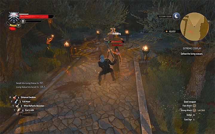 Attack the animated statues of women first. - Extreme Cosplay - Side quests - The Witcher 3: Blood and Wine Game Guide