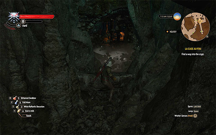 You must tear down one of the walls during the exploration of the crypt. - La Cage au Fou - Main quests - The Witcher 3: Blood and Wine Game Guide