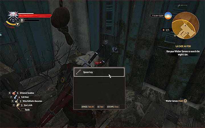 One of the finds is a Spoon key. - La Cage au Fou - Main quests - The Witcher 3: Blood and Wine Game Guide