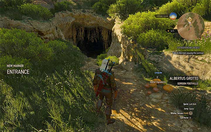 You need to reach the entrance to a cave, which is a monster den - Father Knows Worst - Side quests - The Witcher 3: Blood and Wine Game Guide