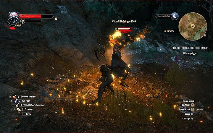 Fire is one of the weaknesses of a Spriggan, so use the Igni sign. - Big Feet to Fill - quests concerning the Prophet Lebioda statue - Side quests - The Witcher 3: Blood and Wine Game Guide