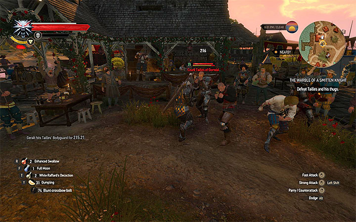 Geralt can enter either a mounted duel or a fist duel - The Warble of a Smitten Knight - tourney quest - Side quests - The Witcher 3: Blood and Wine Game Guide