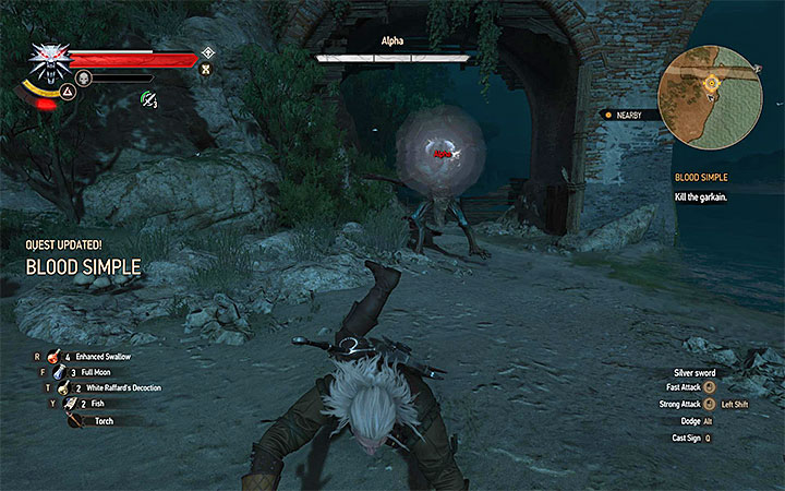 Jump away from the garkain when it will prepare to create a shockwave - Blood Simple - quest about helping Orianna - Main quests - The Witcher 3: Blood and Wine Game Guide