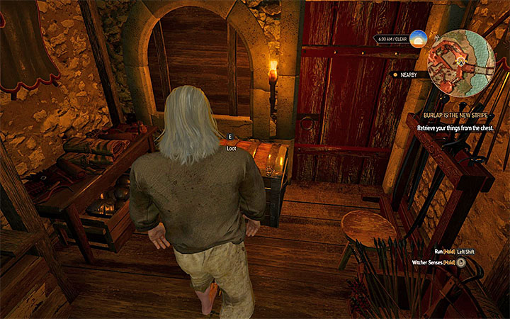 Chest with Geralts belongings - Burlap is the New Stripe - Geralt goes to prison quest - Main quests - The Witcher 3: Blood and Wine Game Guide