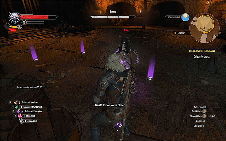 Use Yrden sign, wait for bruxa to appear and attack it whenever the creature is inside the magic circle - Main quests bosses in The Witcher 3: Blood and Wine - All Boss Fights - The Witcher 3: Blood and Wine Game Guide