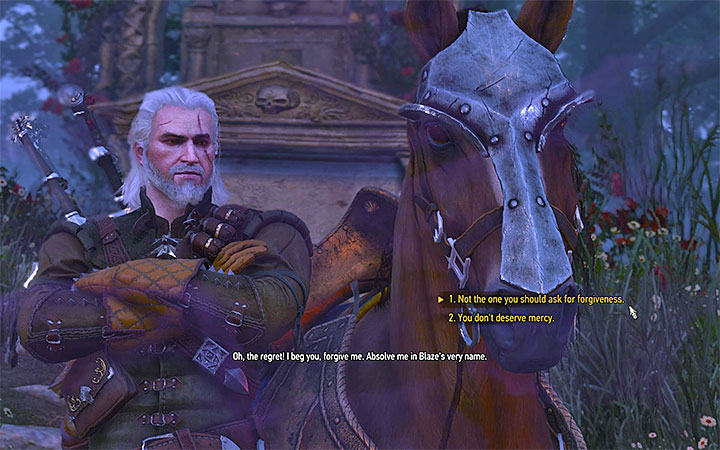 You can ask Roach to forgive the ghost of the knight - There Can Be Only One - Five Trials of Virtue - Side quests - The Witcher 3: Blood and Wine Game Guide