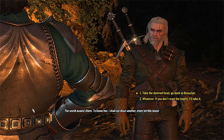 Send Francois to his fiancée with the grottore trophy - There Can Be Only One - Five Trials of Virtue - Side quests - The Witcher 3: Blood and Wine Game Guide
