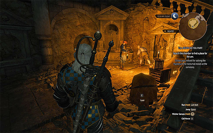 The room in the catacombs where you must leave Louis urn - Till Death Do You Part - Side quests - The Witcher 3: Blood and Wine Game Guide