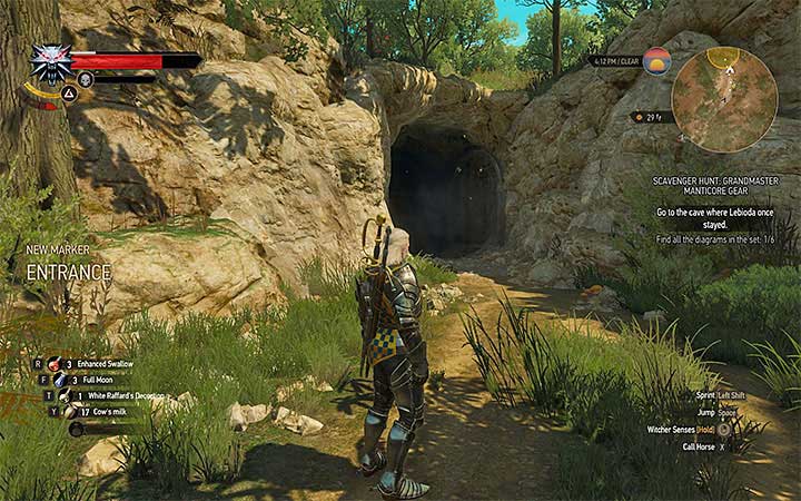Panthers are guarding the entrance to the cave - Scavenger Hunt: Grandmaster Manticore Gear - diagrams and item statistics - Grandmaster Witcher Gear - quests, diagrams and item statistics - The Witcher 3: Blood and Wine Game Guide