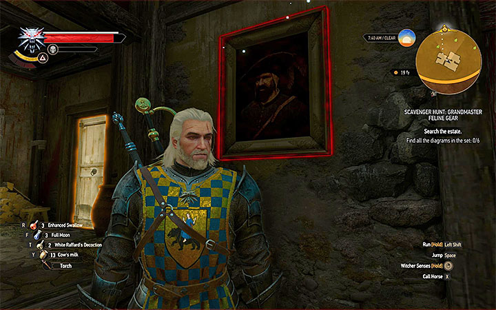 Check one of the paintings - Scavenger Hunt: Grandmaster Feline Gear - diagrams and item statistics - Grandmaster Witcher Gear - quests, diagrams and item statistics - The Witcher 3: Blood and Wine Game Guide