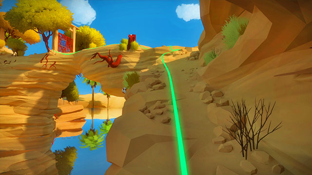 Leave the workshop, turn left and follow the green cable - Walkthrough | Rock in The Witness - Rock - The Witness Game Guide & Walkthrough
