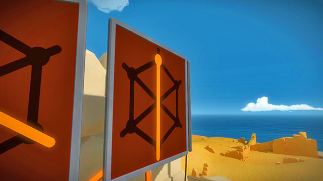 The surface, the middle panel of the three - Puzzle solutions | Temple of the Sun in The Witness - Temple of the Sun - The Witness Game Guide & Walkthrough