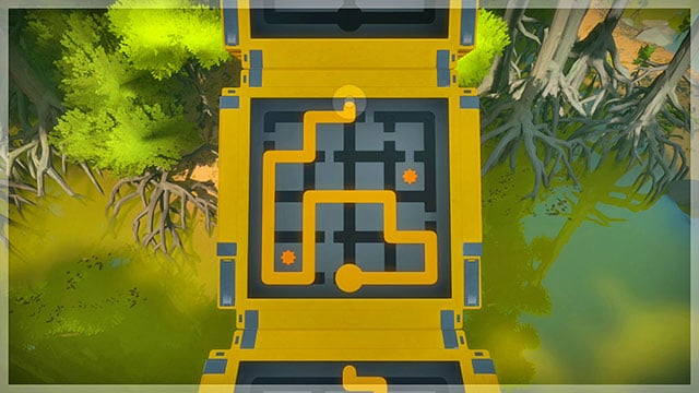 First bridge, second puzzle. - Puzzle solutions - gray and yellow | Tree house in The Witness - Tree house - The Witness Game Guide & Walkthrough