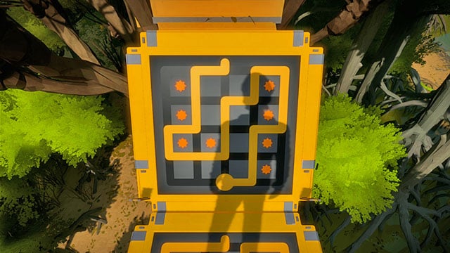 First bridge, ninth puzzle - Puzzle solutions - gray and yellow | Tree house in The Witness - Tree house - The Witness Game Guide & Walkthrough